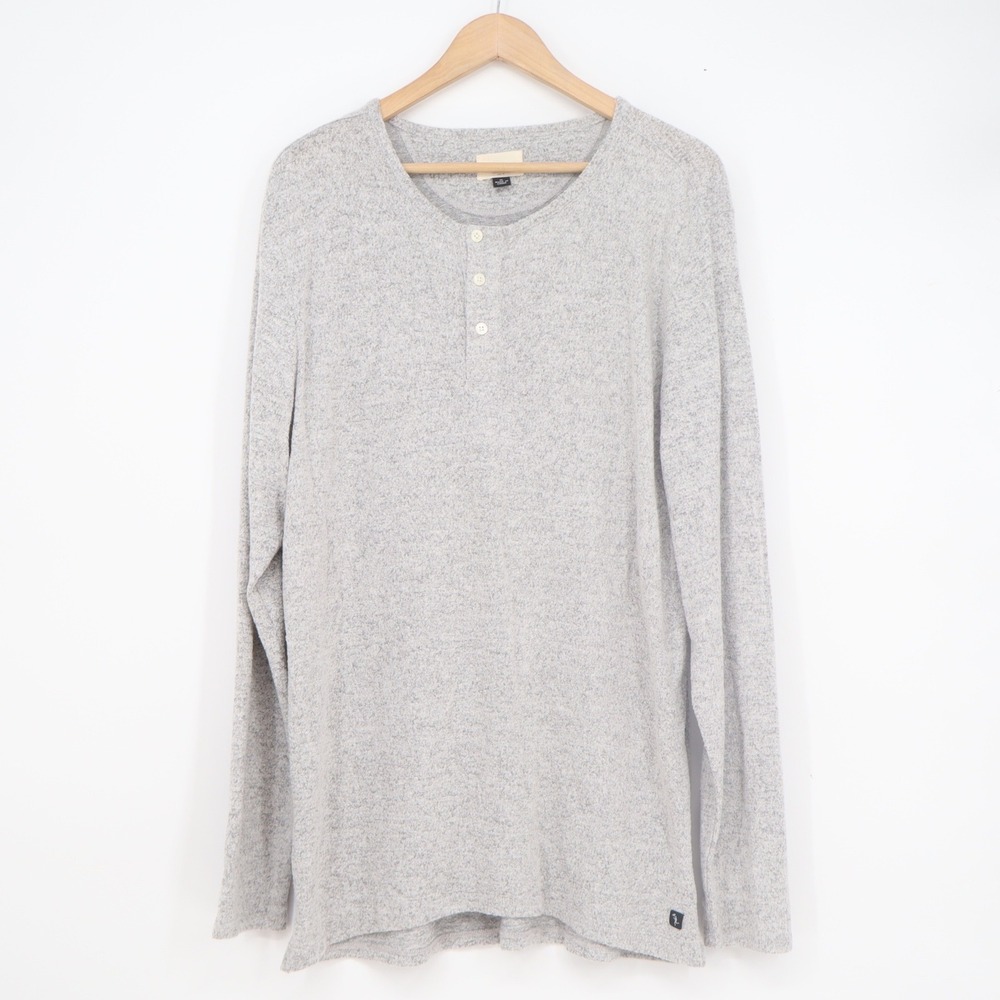 Civil Society Mens XL Grey Marl Long Sleeve Henley Shirt